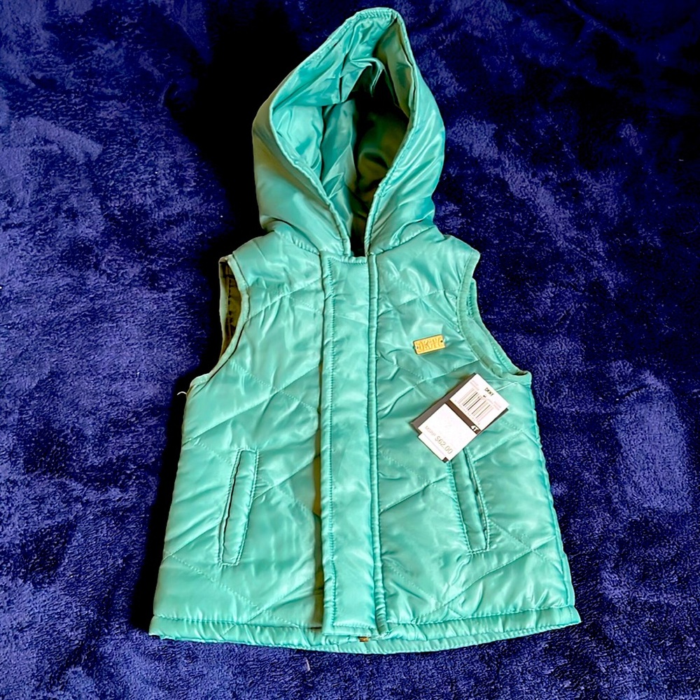 DKNY 4T Hoodie Vest Girls Green